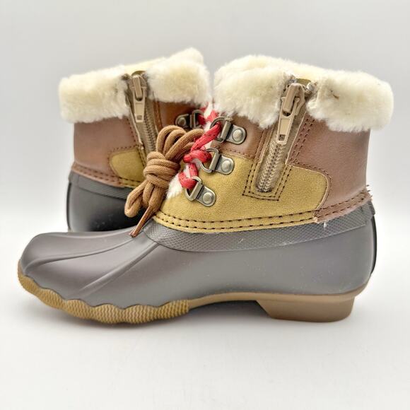 Sperry Kids Alpine Saltwater Winter Boots US 1M Tan Red Water Resistant NIB - Picture 7 of 12